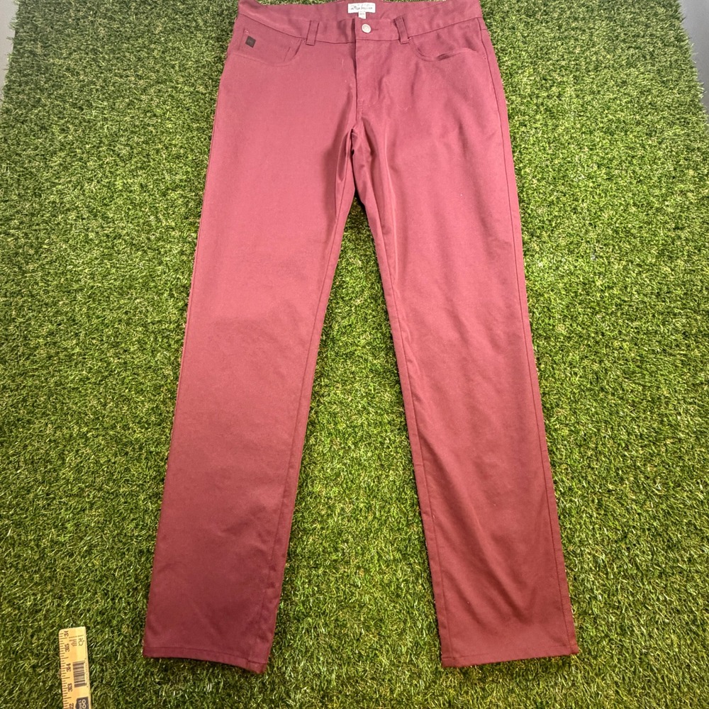 Peter Millar Mens 34x32 Performance Five Pocket Pants Burgundy Maroon Golf Pants